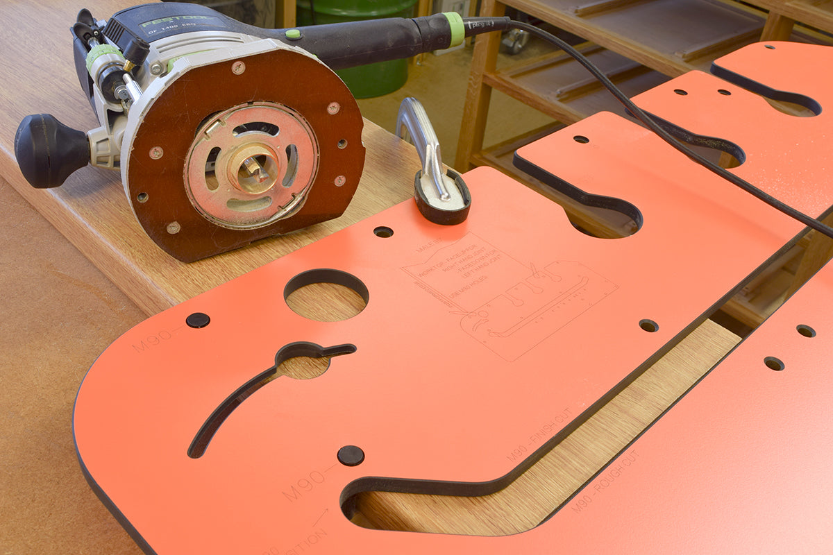 Position jig across the end of the worktop
