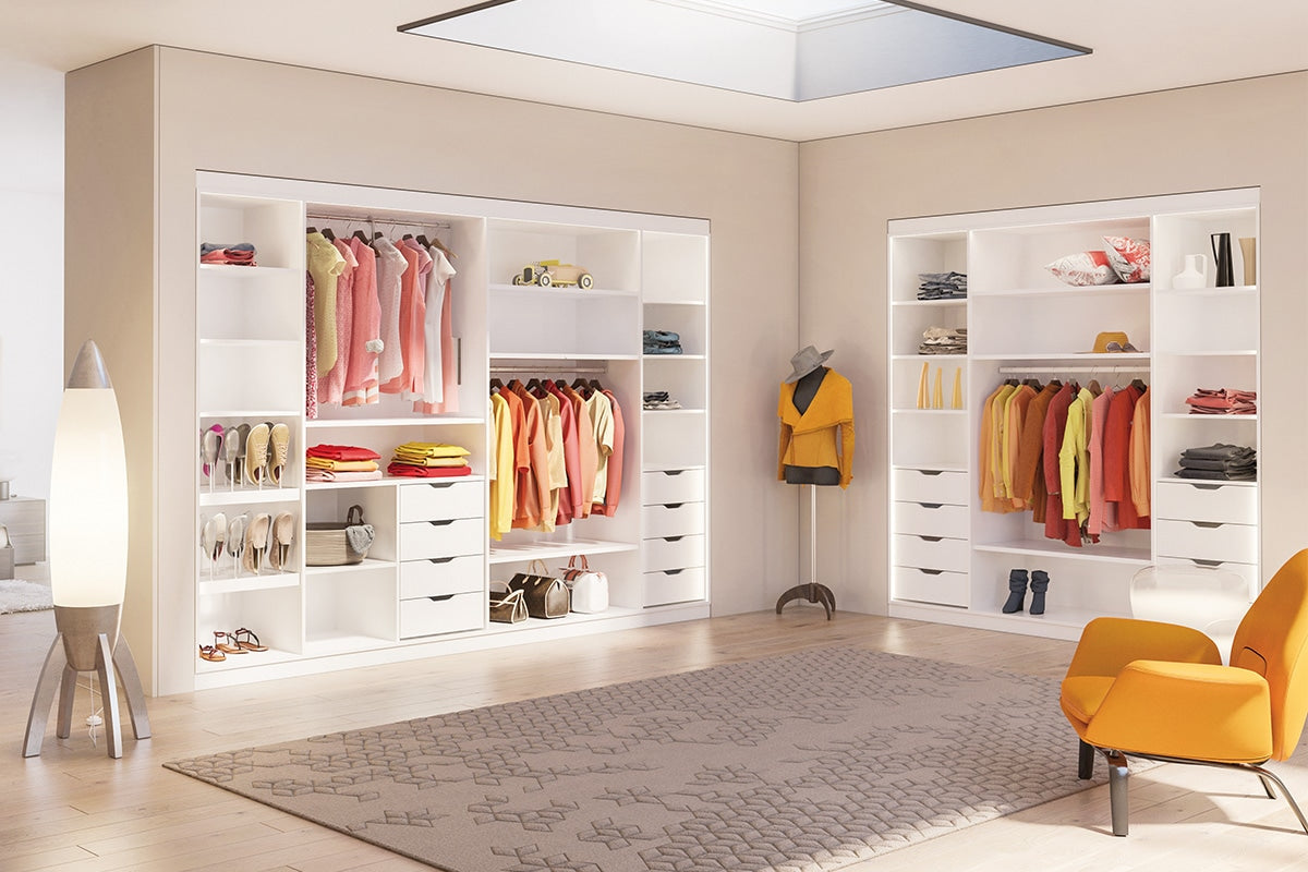 Wardrobes and shelving built using Lamello Cabineo