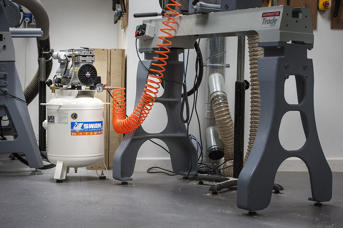 Swan compressor in a wokshop
