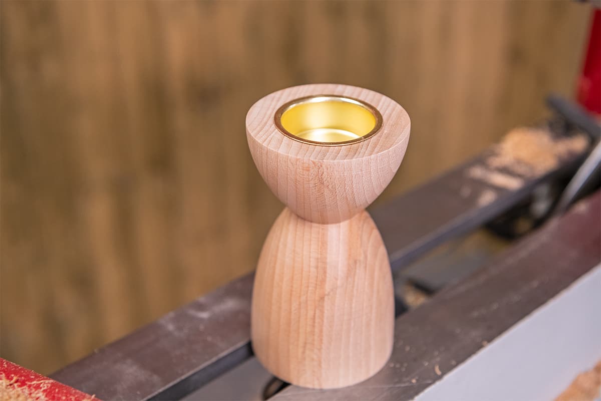 Wood turned Tea Light Candle Holder - Clean the bottom