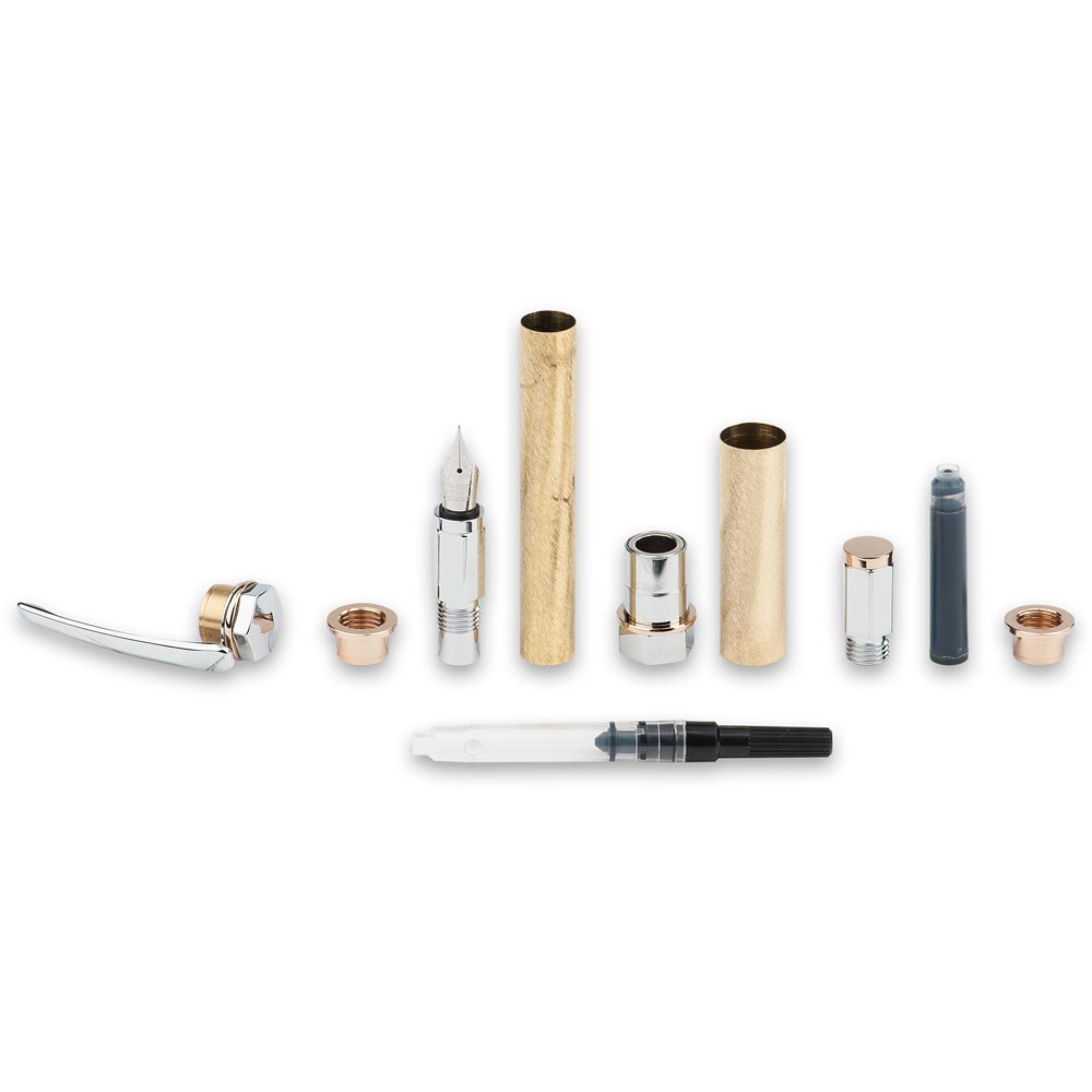 Vertex Supreme Fountain Pen Kit - Chrome Gold Accents