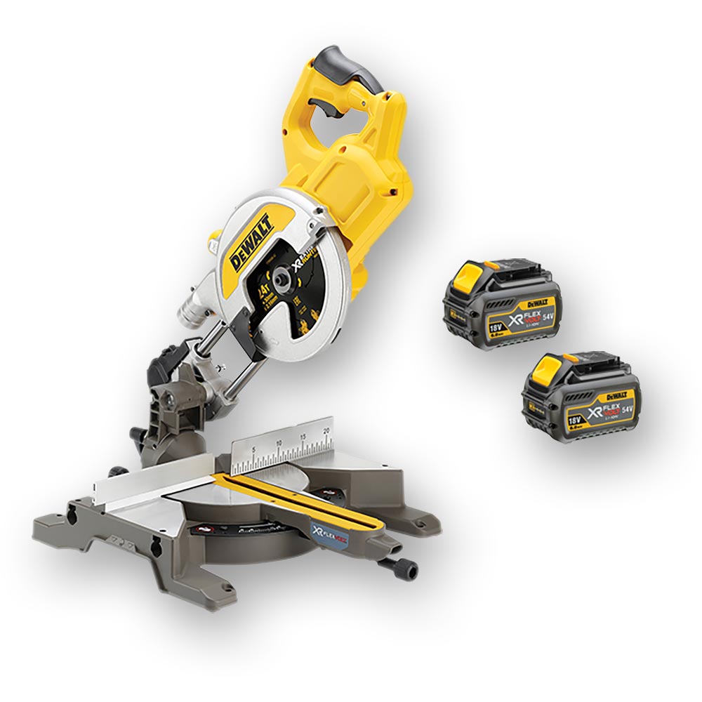 DeWALT DCS777T2 XR FLEXVOLT Mitre Saw 2 x 54V Batteries