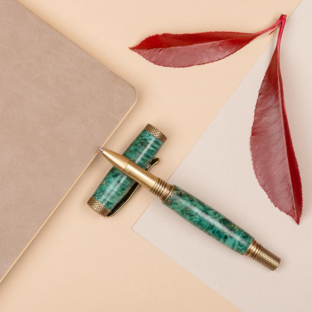 Pen Blank - Stabilised Turquoise Dyed Box Elder