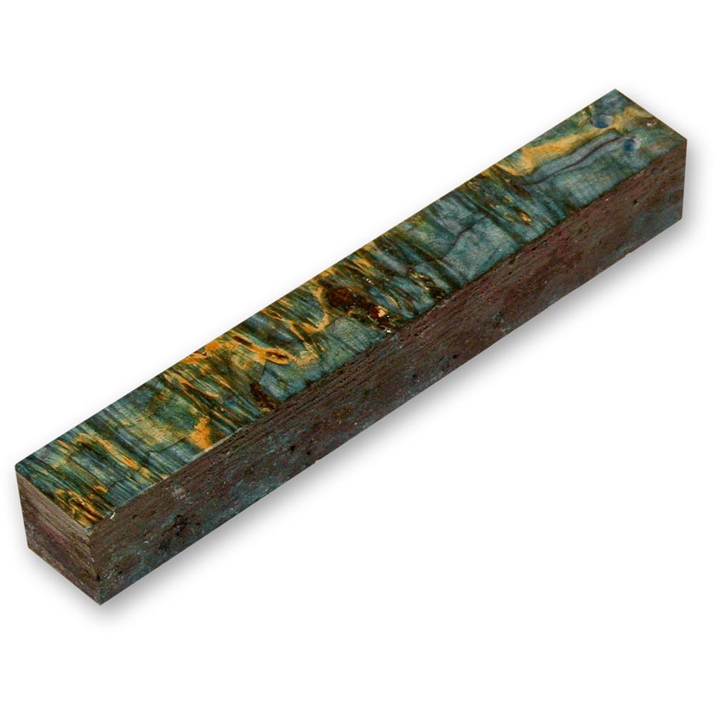Pen Blank - Stabilised Turquoise Dyed Box Elder