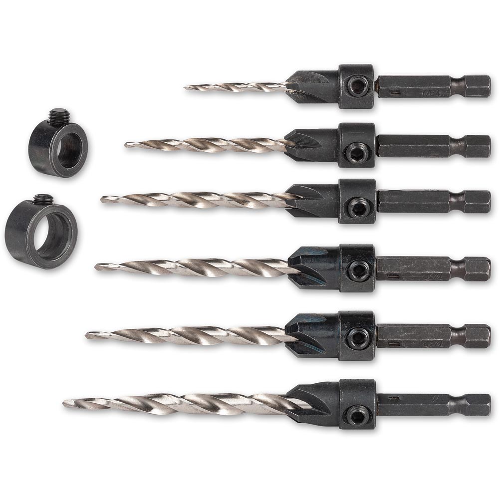 Axminster 6 Piece Tapered Drill & Countersink Bit Set
