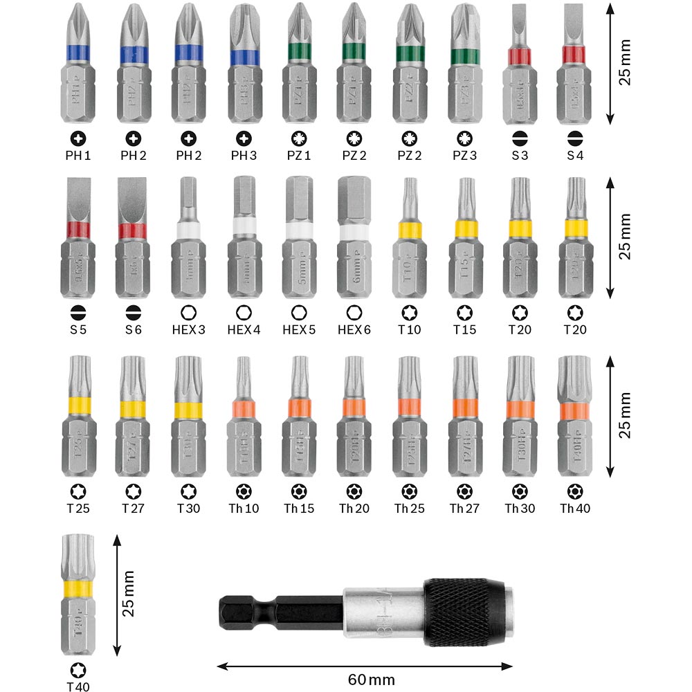 Bosch 32 Piece Mixed Screwdriver Bit Set & Holder