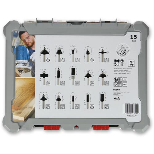 Bosch 15 Piece Router Cutter Set - 1/4"