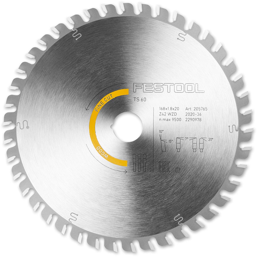 Festool TCT Saw Blade Fine 168mm x 1.8mm x 20mm 42T