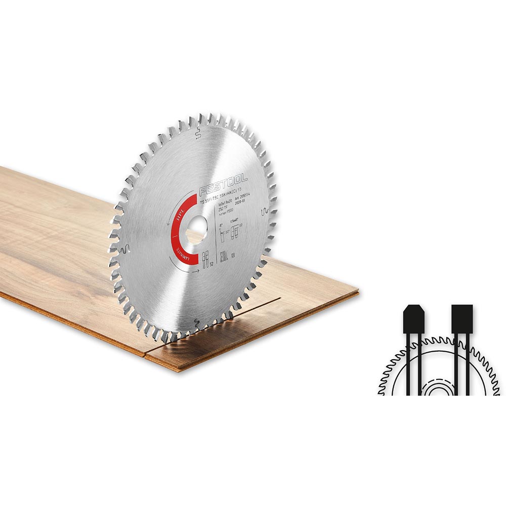 Festool TCT Saw Blade for Laminate 168mm x 1.8 x 20mm 52T