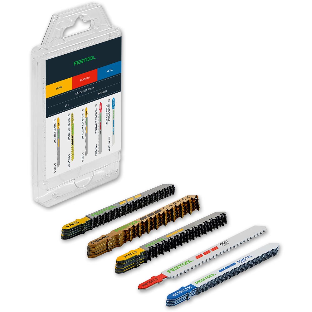 Festool Jigsaw Blade Mixed Set Wood/Metal/Plastic (Pkt 21)