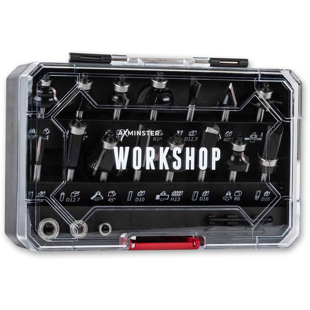Axminster 15 Piece 1/4" (6.35mm) Router Cutter Set