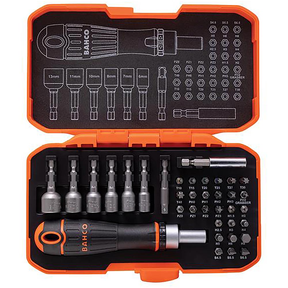 Bahco 59/S36BCR Ratcheting Coloured Bit Set, 36 Piece