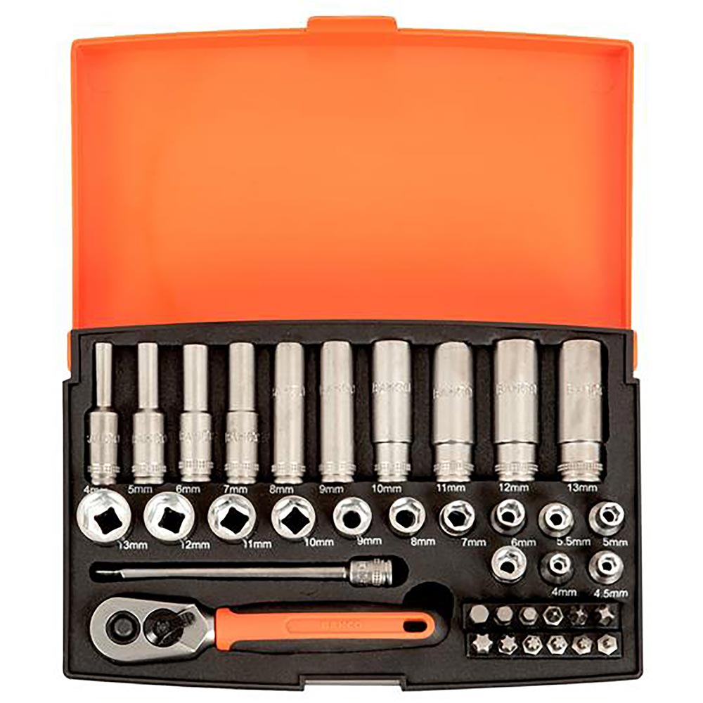 Bahco SL25L 1/4" Deep Drive Socket Set, 37 Piece