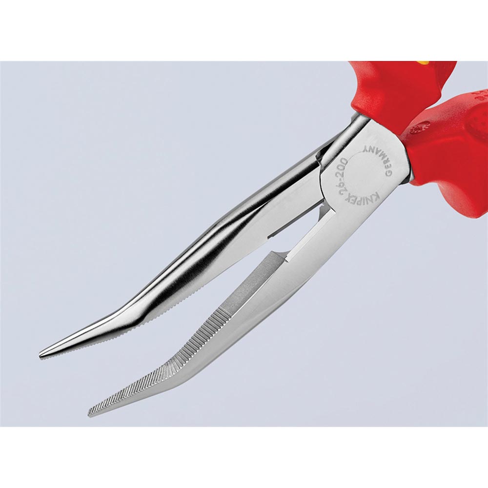 KNIPEX VDE Long Bent Snipe Nose Side Cutting Pliers 200mm