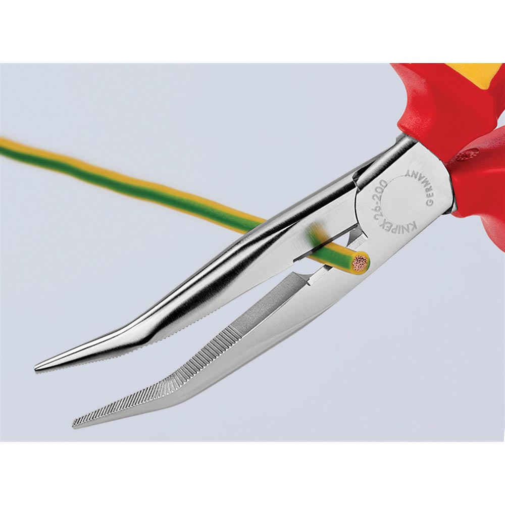 KNIPEX VDE Long Bent Snipe Nose Side Cutting Pliers 200mm