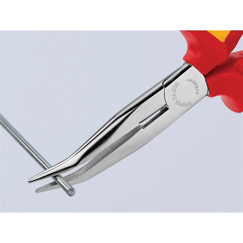 KNIPEX VDE Long Bent Snipe Nose Side Cutting Pliers 200mm