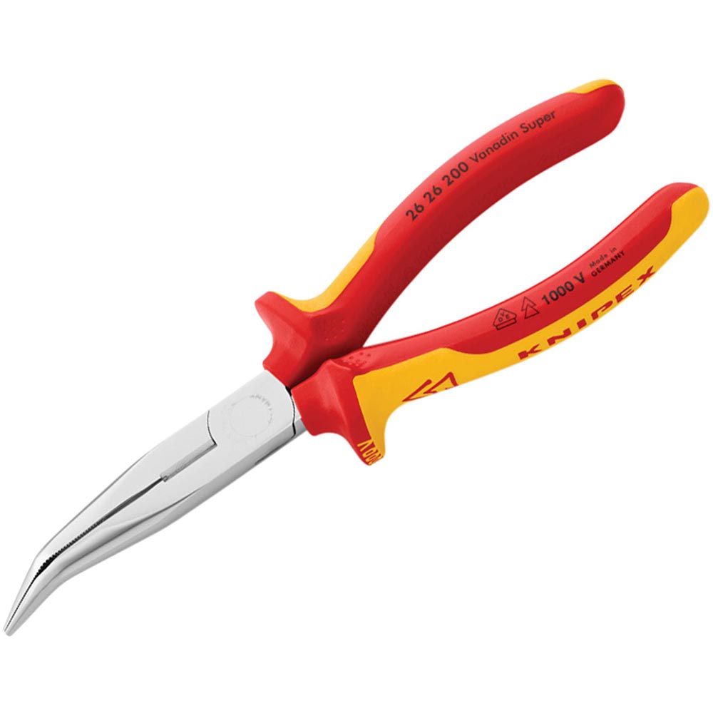 KNIPEX VDE Long Bent Snipe Nose Side Cutting Pliers 200mm
