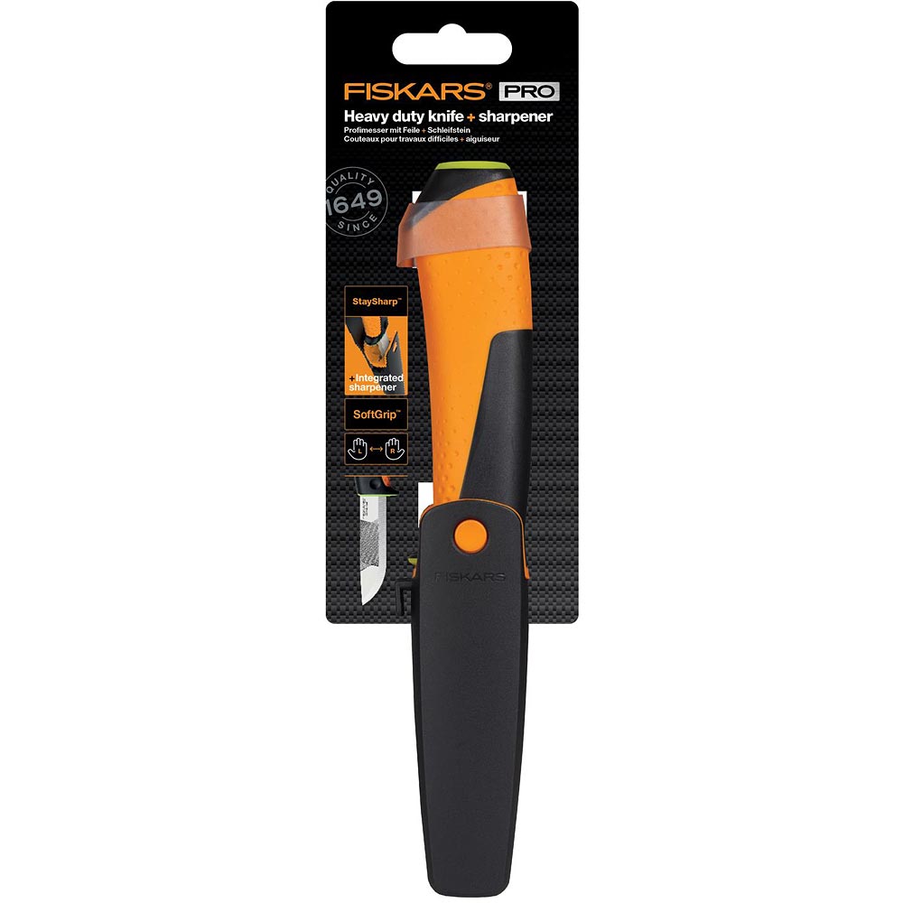 Fiskars Heavy-Duty Knife with Sharpener