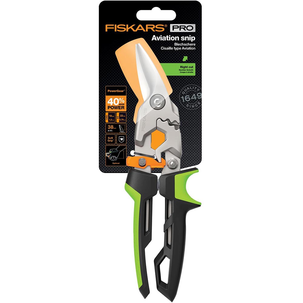 Fiskars PowerGear™ Aviation Snips Right Cut 250mm