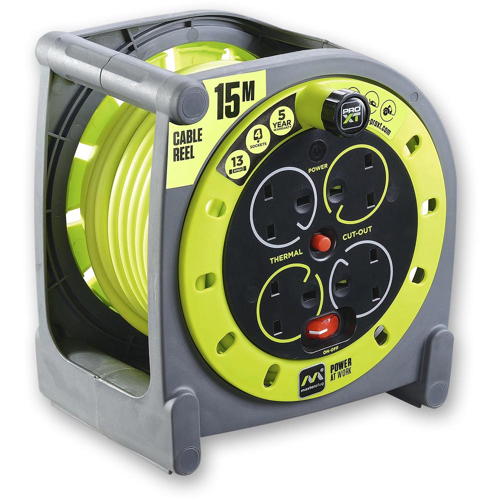 Masterplug PRO-XT Case Cable Reel 230V 13A 4 Socket 15m