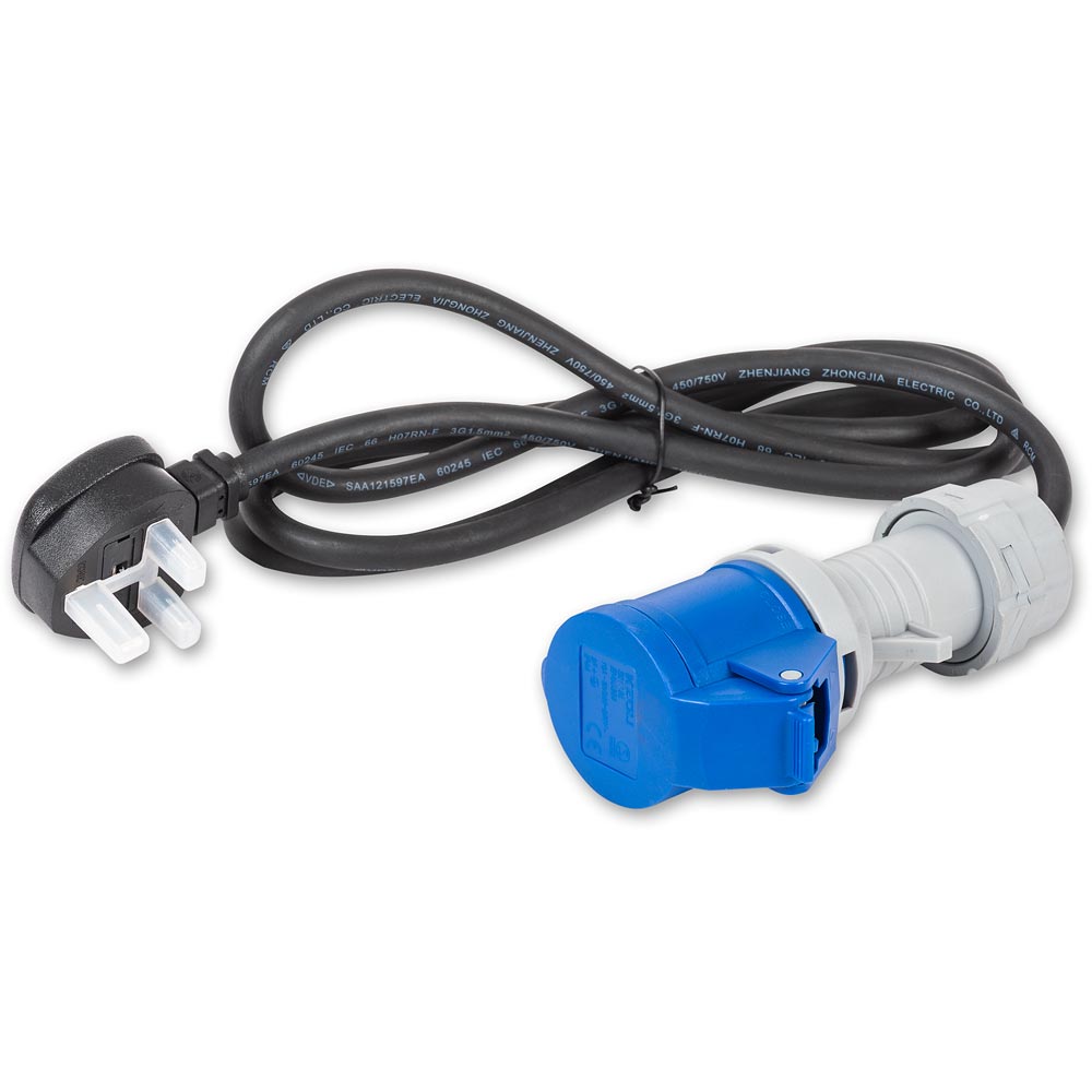 Axminster UK Power Cable - 16amp 2m Blue Socket - 13amp Plug