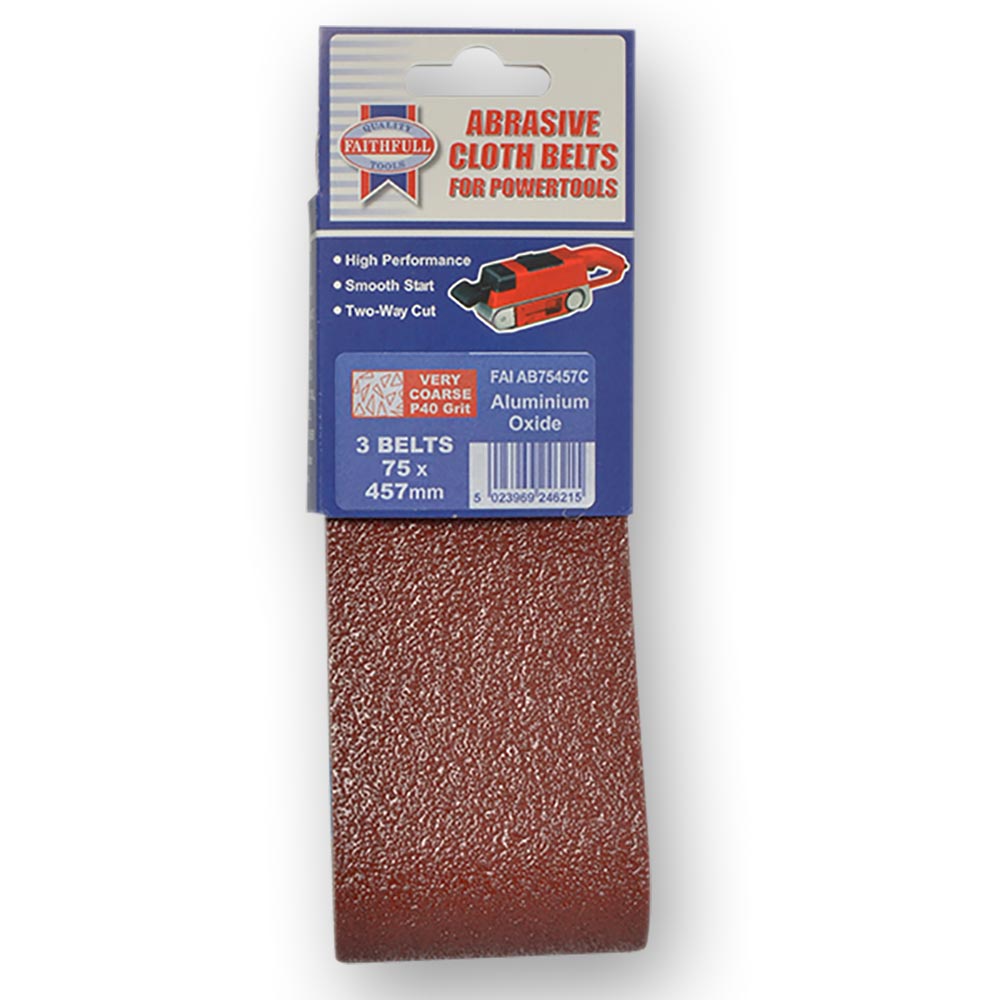 Faithfull Cloth Sanding Belts 75 x 457mm (Pkt 3)