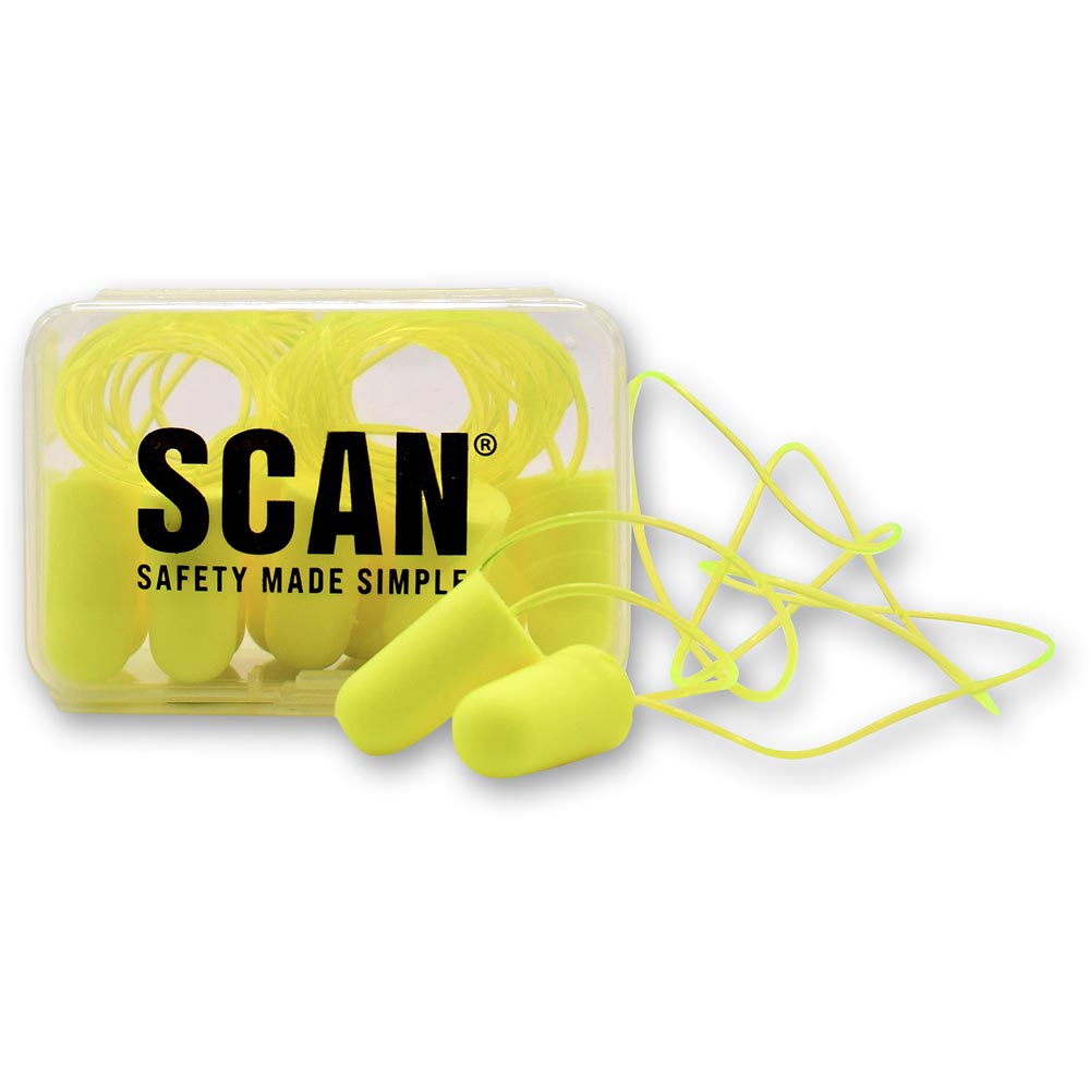 Scan Foam Ear Plugs & Cord (6 Pairs)