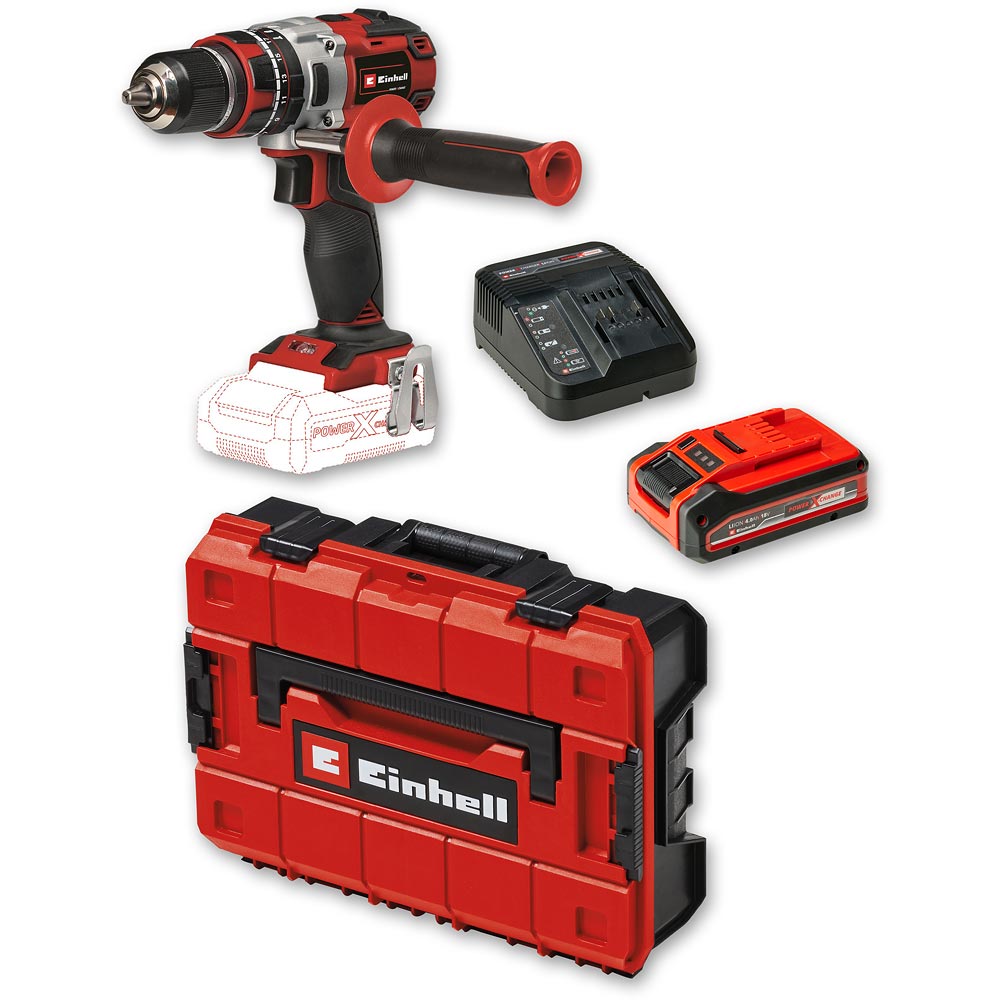 Einhell TP-CD 18/80 Li-i BL Combi, 4.0Ah Battery, Charger & Case