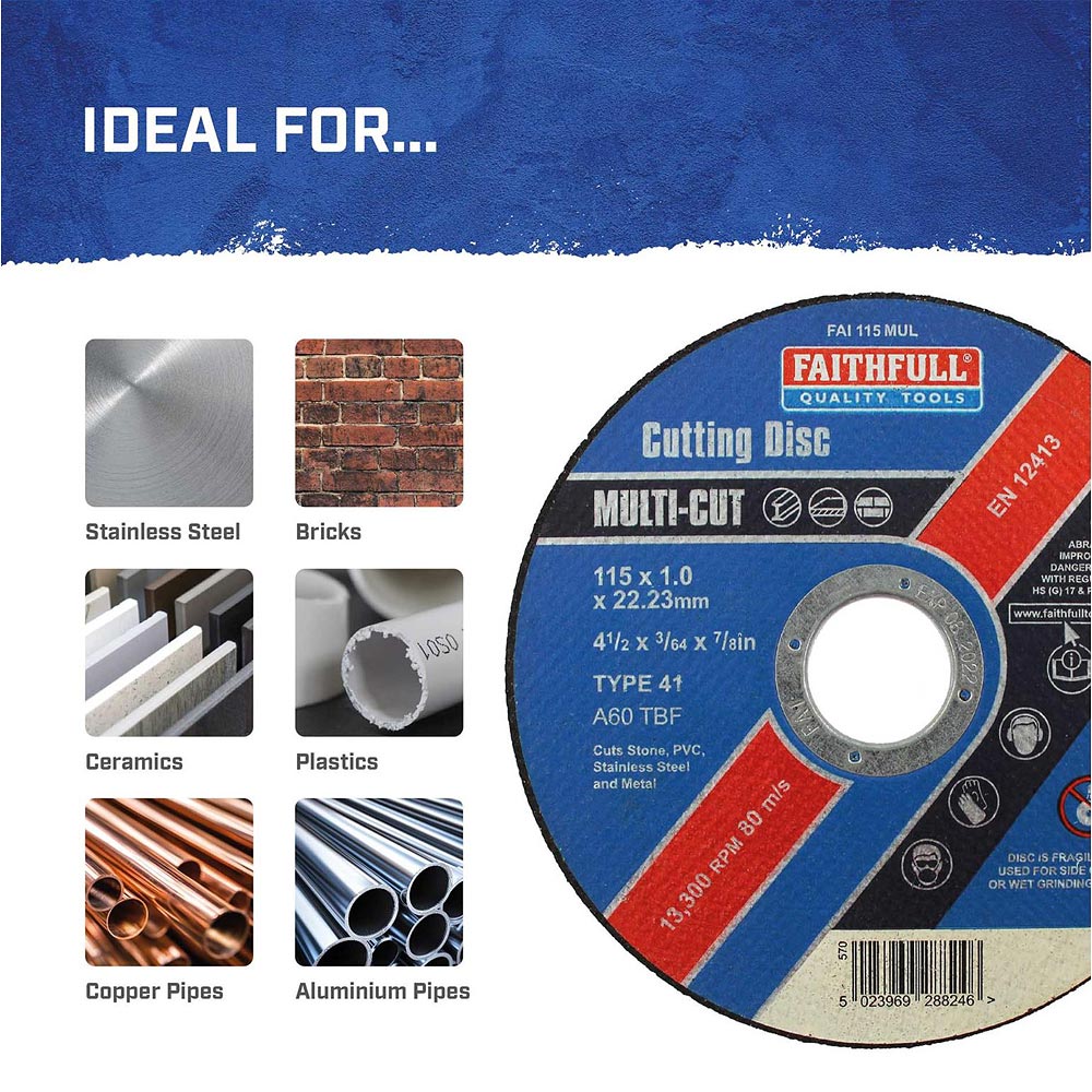 Faithfull Multi Purpose Thin Cutting Discs - Pack 10
