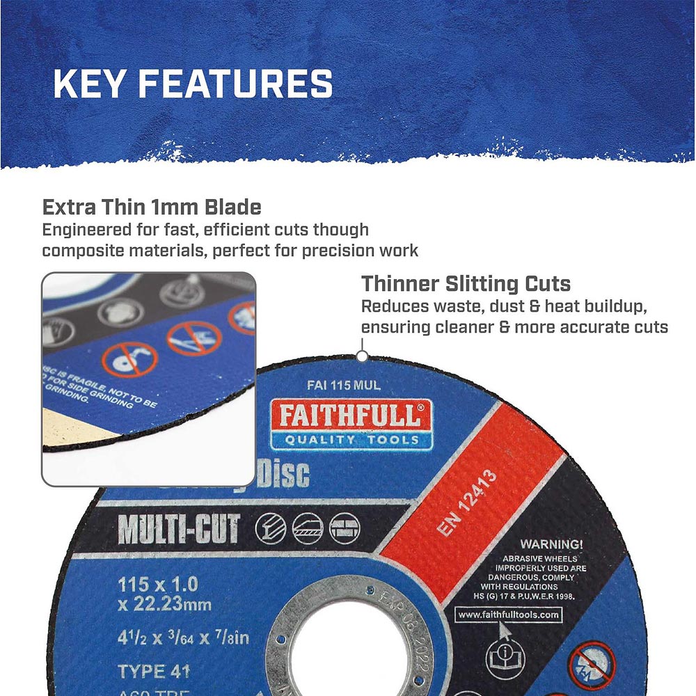 Faithfull Multi Purpose Thin Cutting Discs - Pack 10