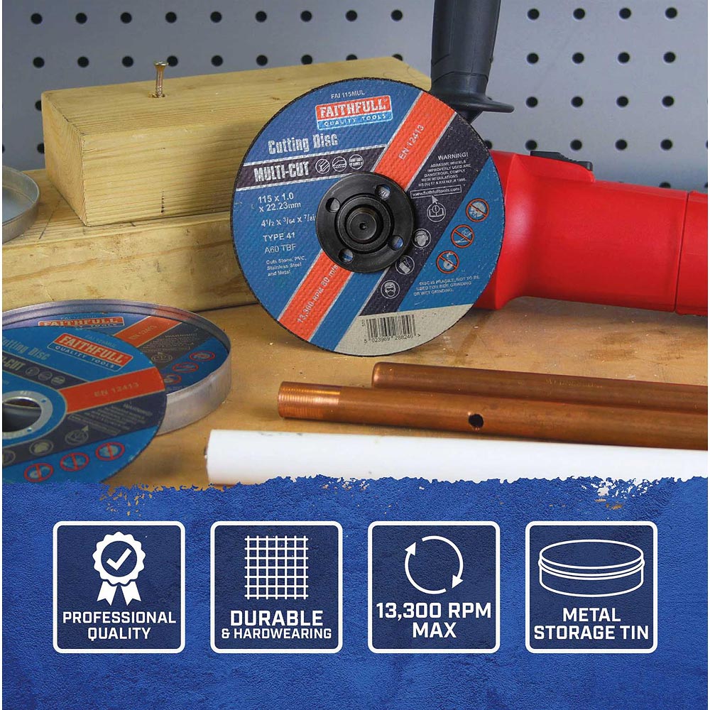 Faithfull Multi Purpose Thin Cutting Discs - Pack 10