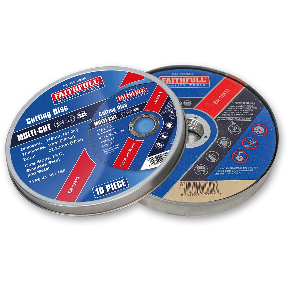Faithfull Multi Purpose Thin Cutting Discs - Pack 10