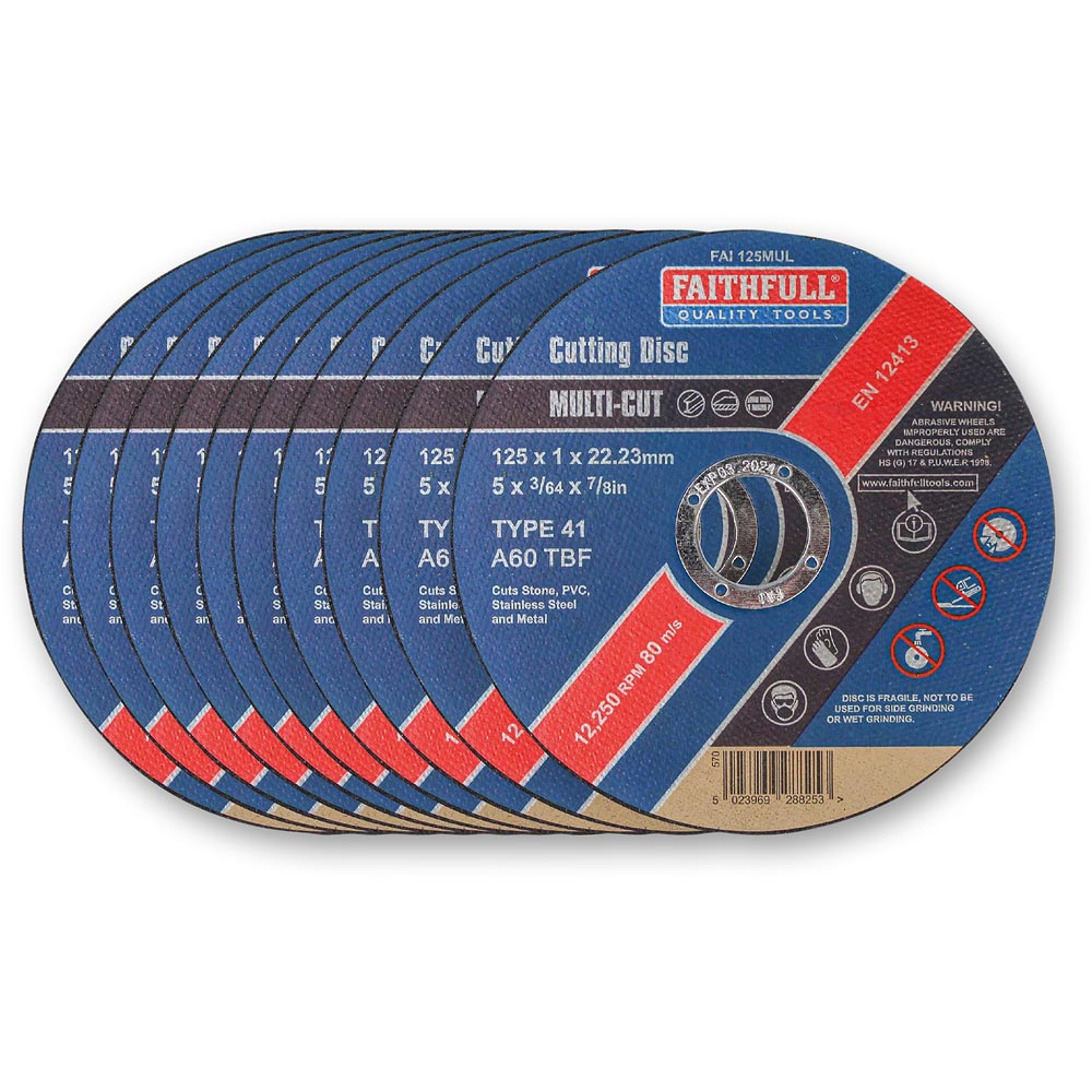 Faithfull Multi Purpose Thin Cutting Discs - Pack 10
