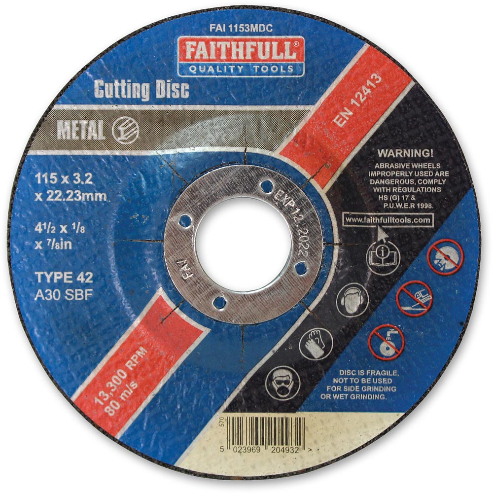 Faithfull Depressed Centre Metal Cutting Disc 115mm