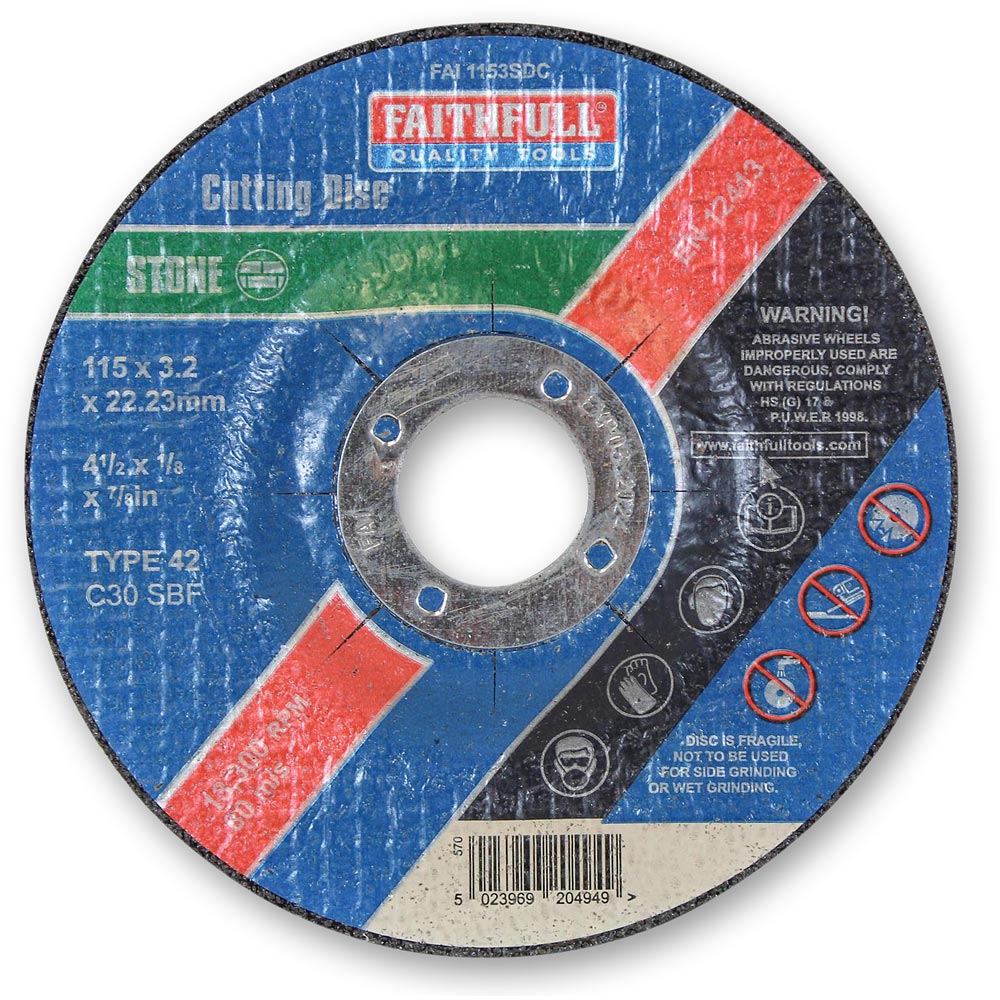 Faithfull Depressed Centre Stone Cutting Disc 115mm