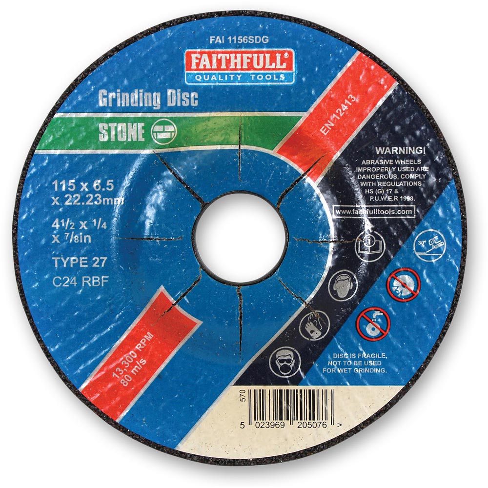 Faithfull Depressed Centre Stone Grinding Disc 115mm