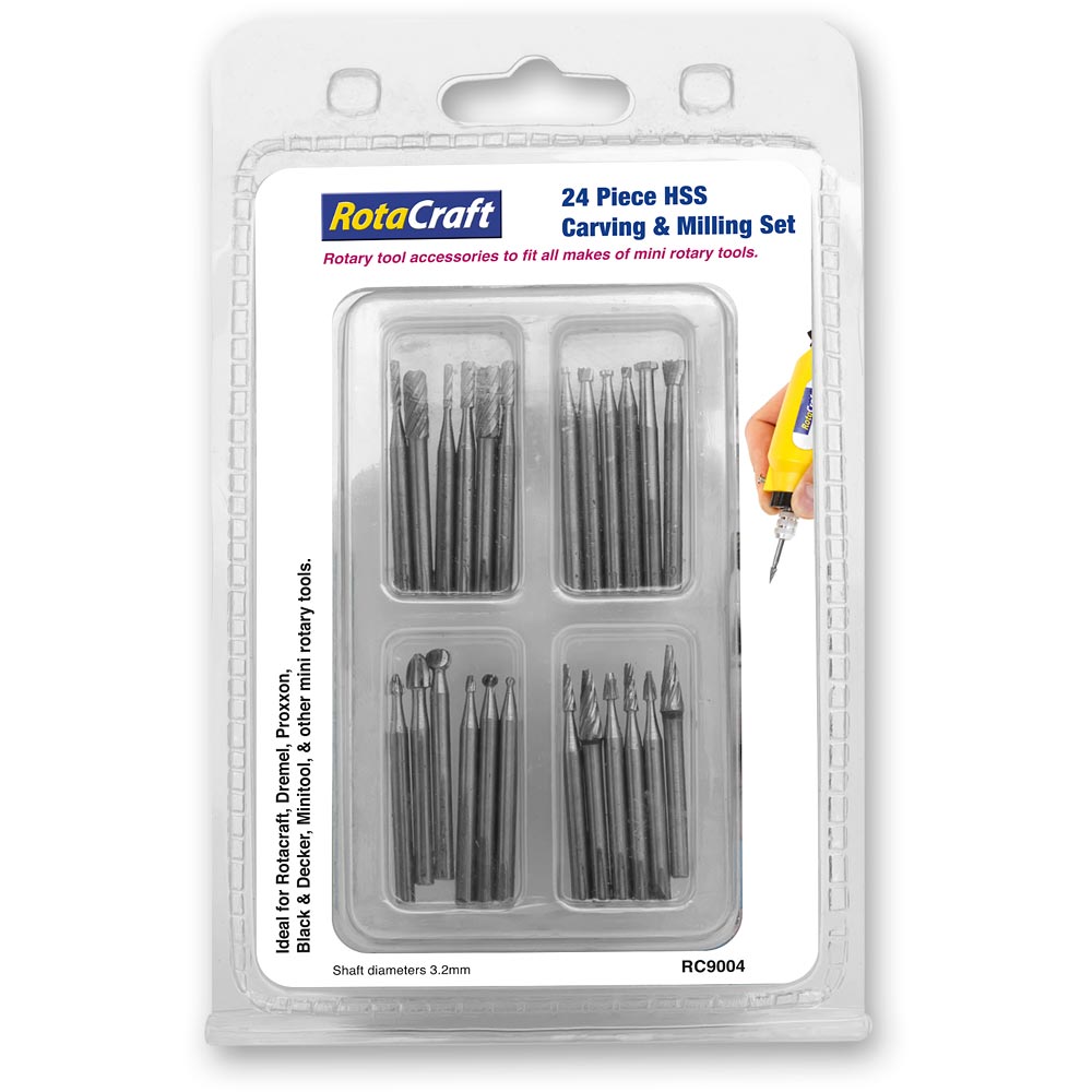 Rotacraft 24 Piece HSS Carving & Milling Set