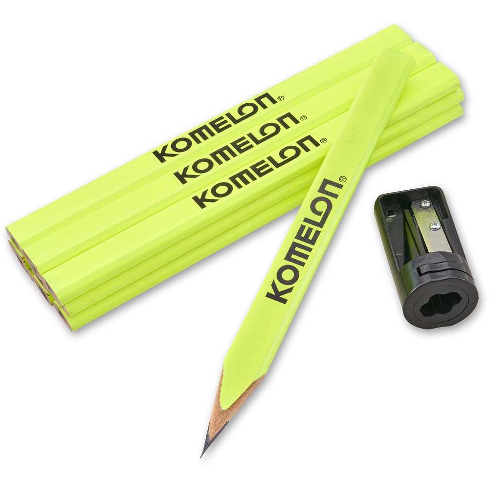 Komelon Carpenters Pencils (Pkt 10) & Sharpener
