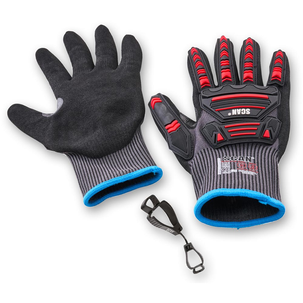 Scan Impact Cut Resistant Work Gloves with Clip