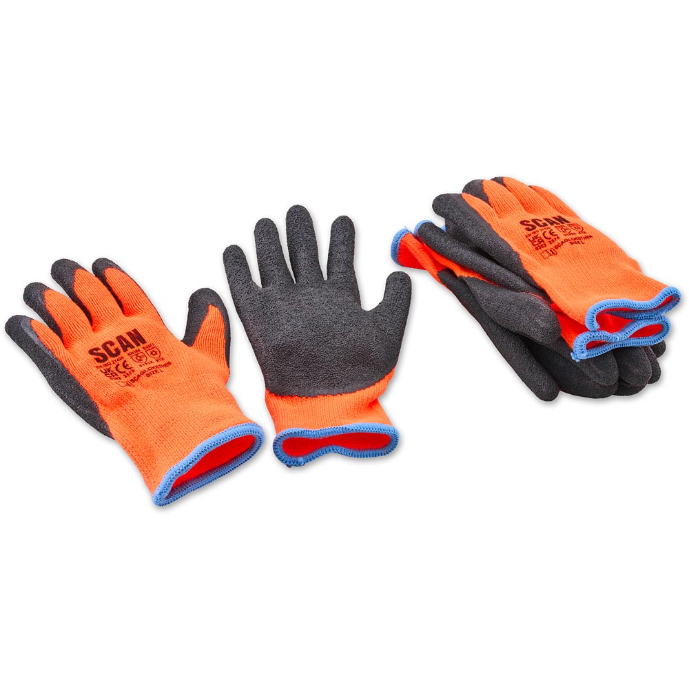 Scan Thermal Latex Dipped Work Gloves (3 Pairs)