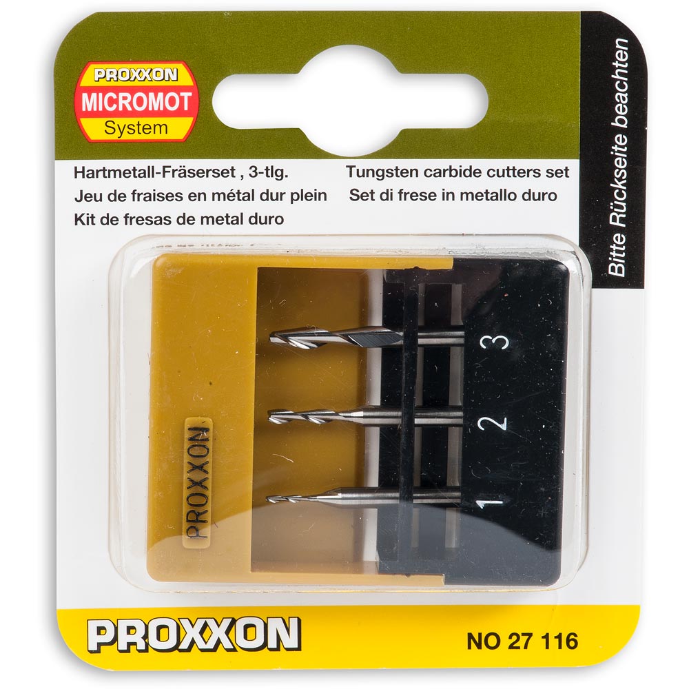 PROXXON 3 Piece Tungsten Milling Cutter Set