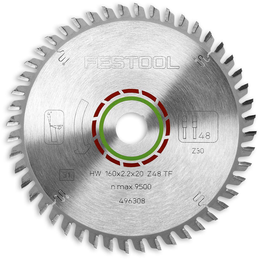 Festool TCT Saw Blade Laminate/HPL - 160mm x 2.2mm x 20mm 48T