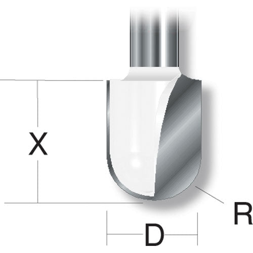 Axcaliber Round Nose/Radius Cutters - 1/2" Shank