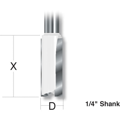 Axcaliber Twin Flute Straight Cutters with Bottom Cut Insert - 1/4"(6.35mm)