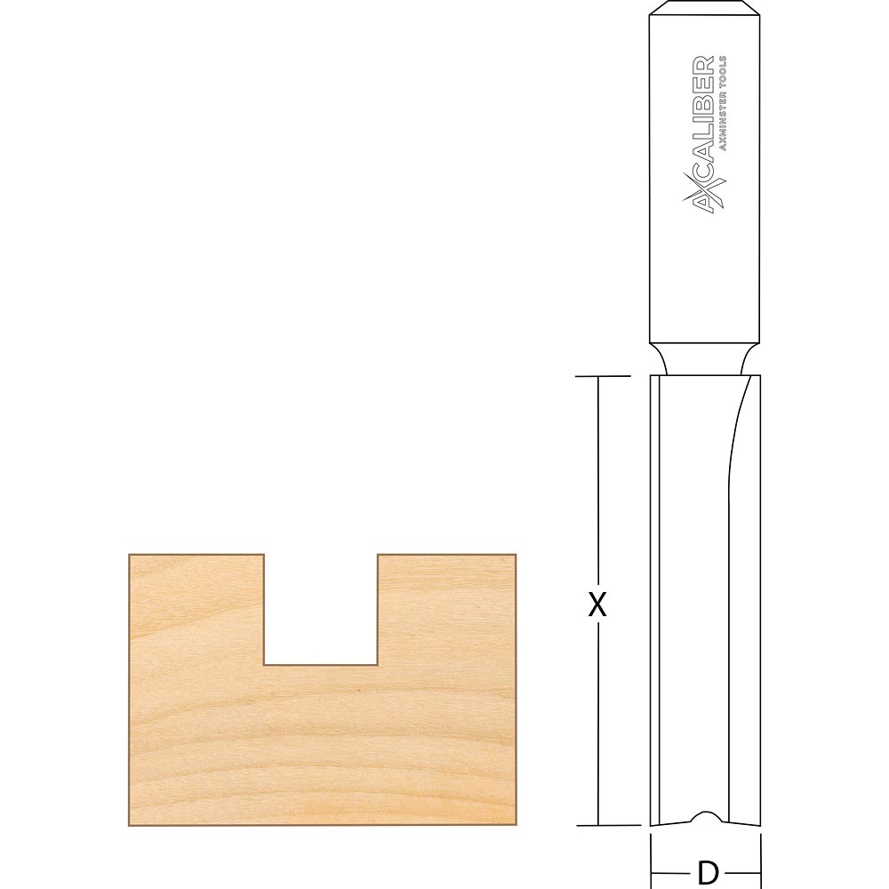 Axcaliber Twin Flute Small Diameter Straight Cutters - 1/2"(12.7mm)