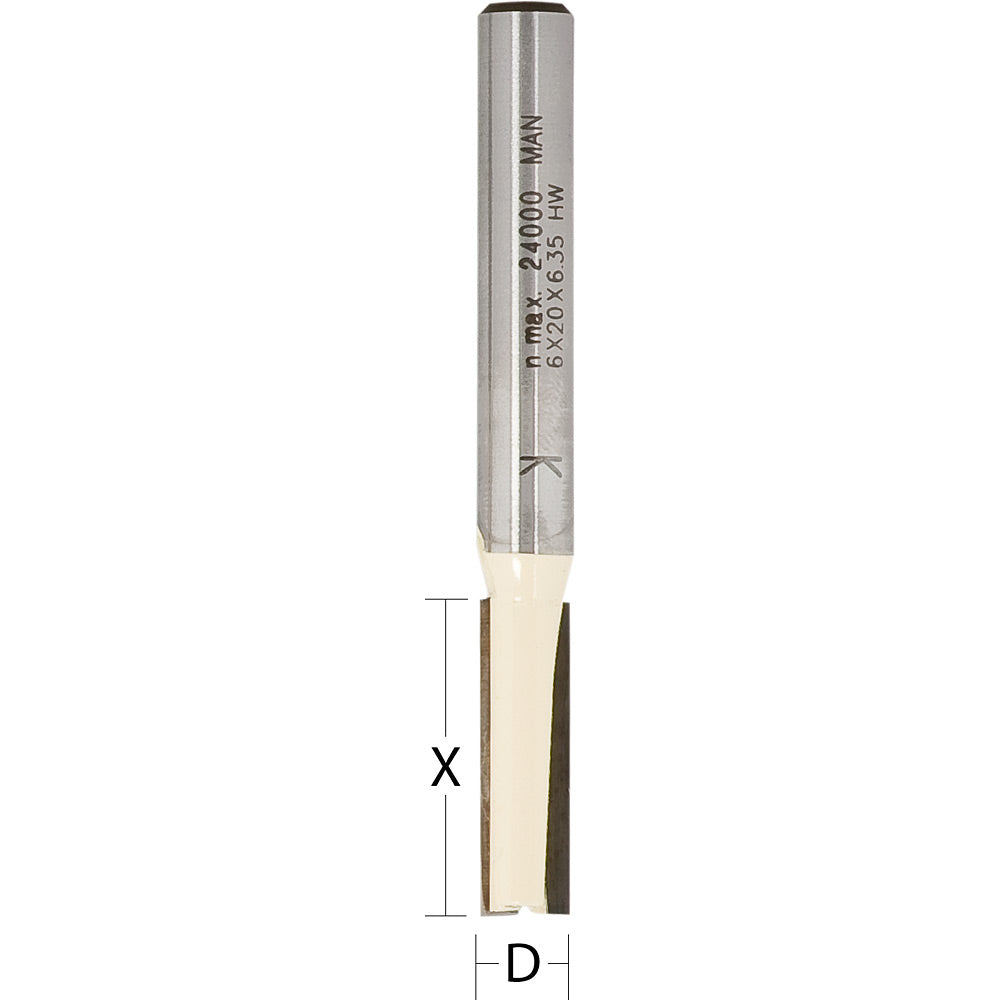 Axcaliber Twin Flute Straight Cutters with Bottom Cut Insert - 1/4"(6.35mm)