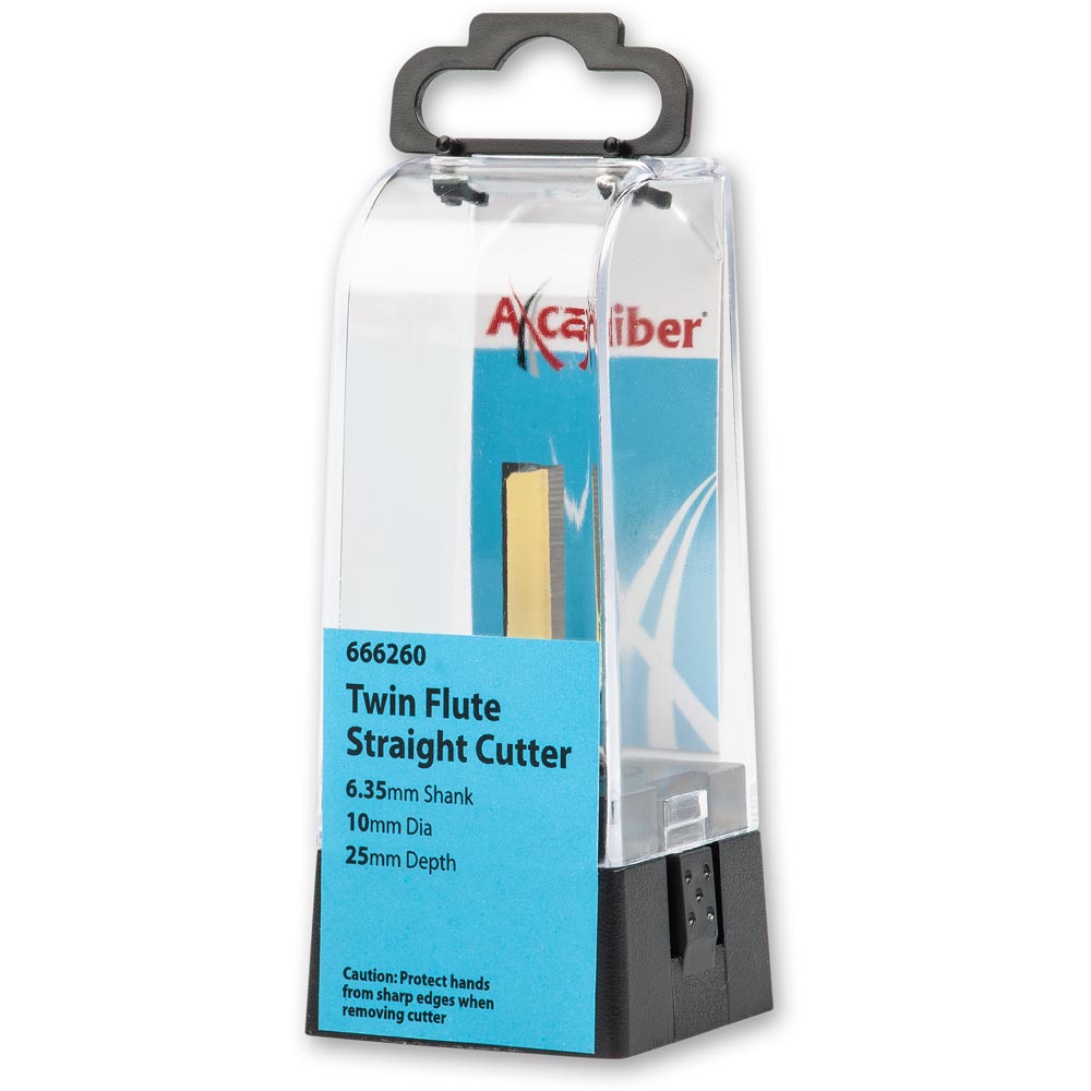 Axcaliber Twin Flute Straight Cutters with Bottom Cut Insert - 1/4"(6.35mm)