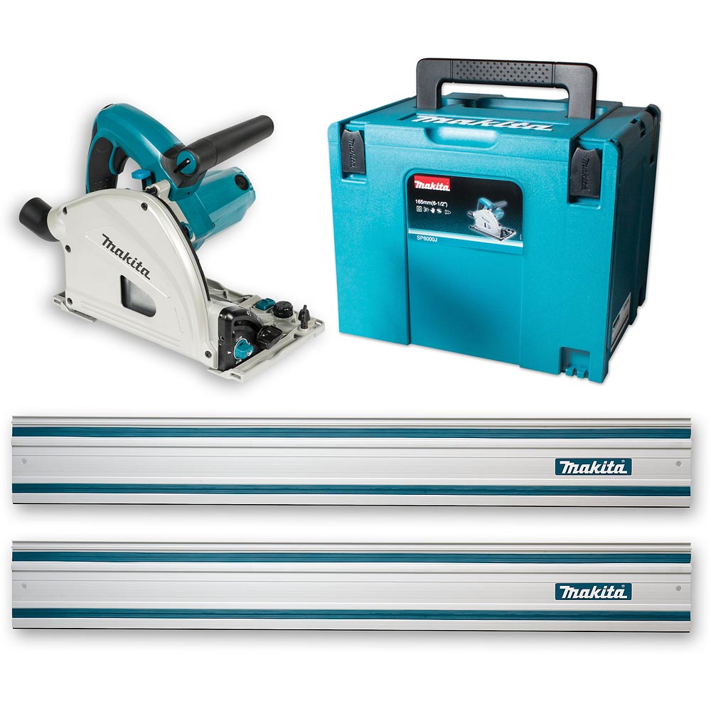 Makita SP6000J1 Plunge Saw & 2 x 1.5m Rails and Connectors