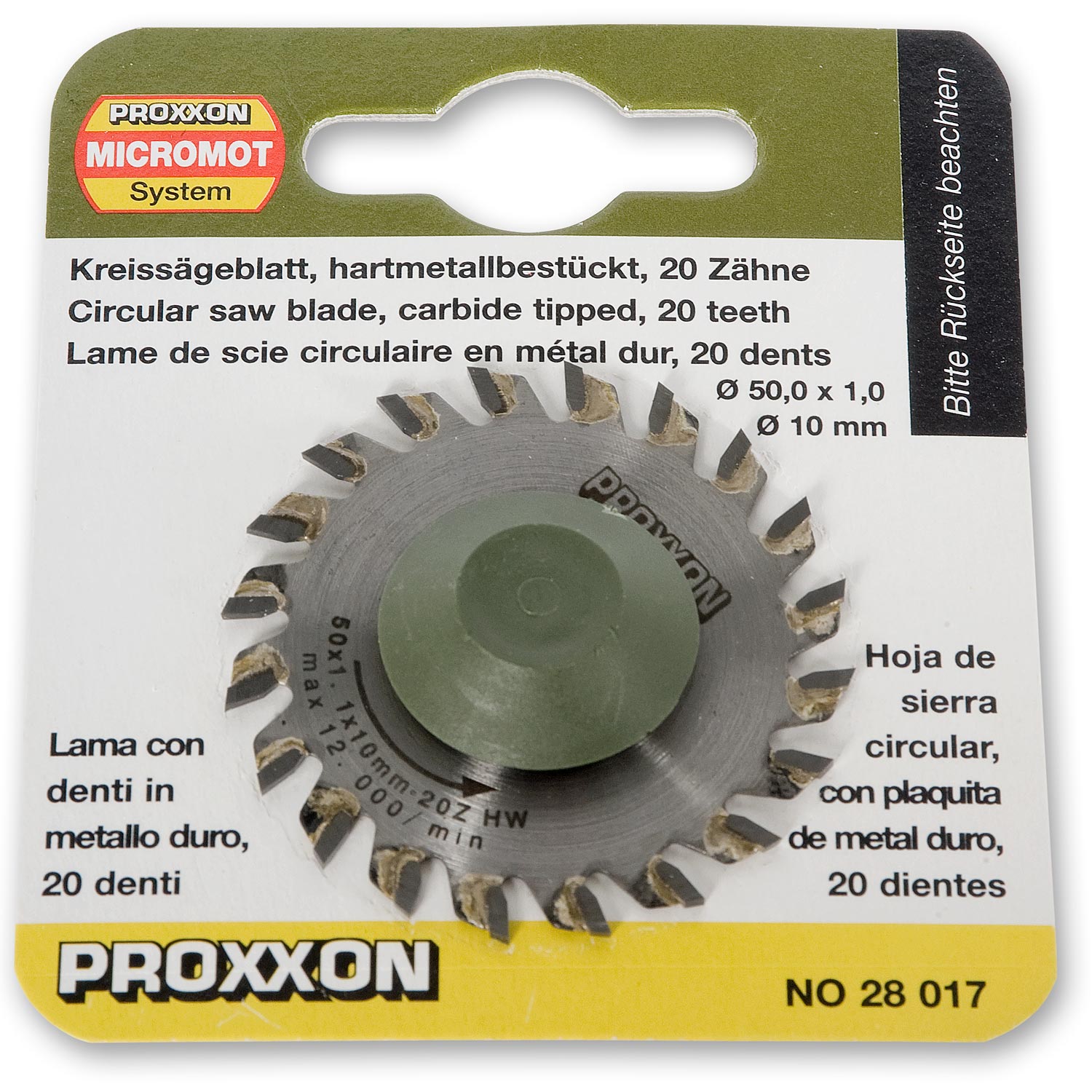 PROXXON TCT Saw Blade - 50mm x 1.1mm x 10mm 20T