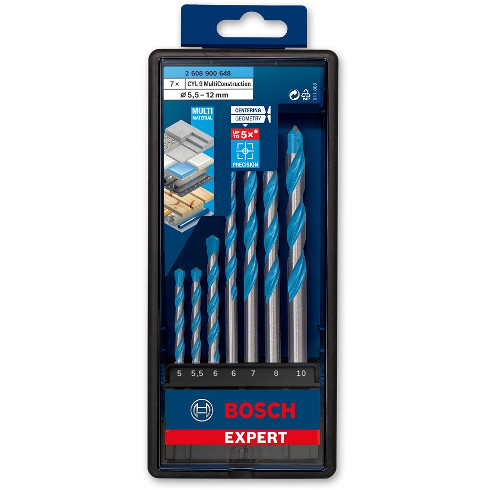 Bosch 7 Piece ROBUSTLine CYL-9 MultiConstruction Drill Bit Set